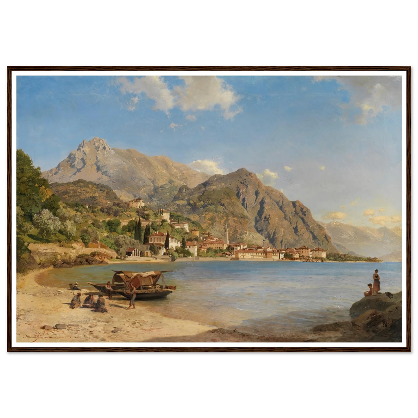 Am Ufer des Comer Sees (Menaggio) (1858) Art Print | Albert Zimmermann - Framed Poster - 30x40 cm / 12x16″ - Black frame