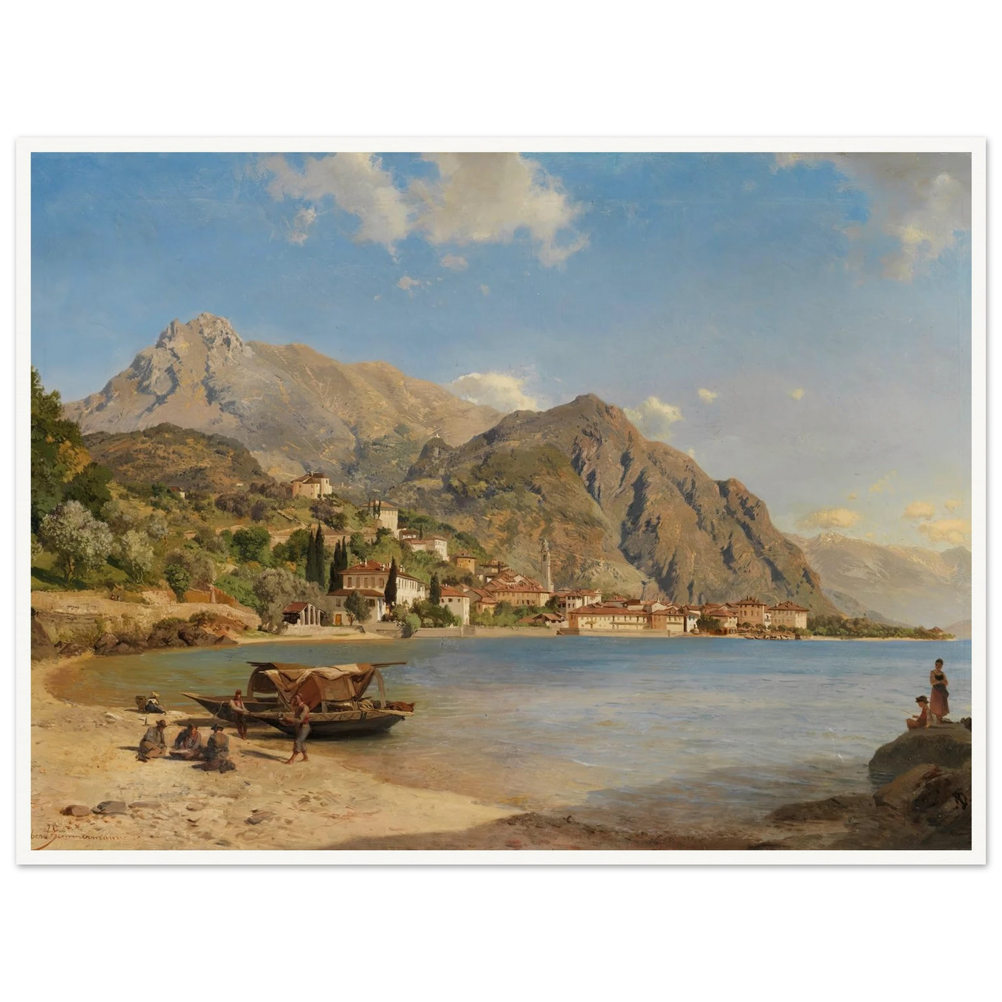 Am Ufer des Comer Sees (Menaggio) (1858) Art Print | Albert Zimmermann - Framed Poster - 30x40 cm / 12x16″ - Black frame
