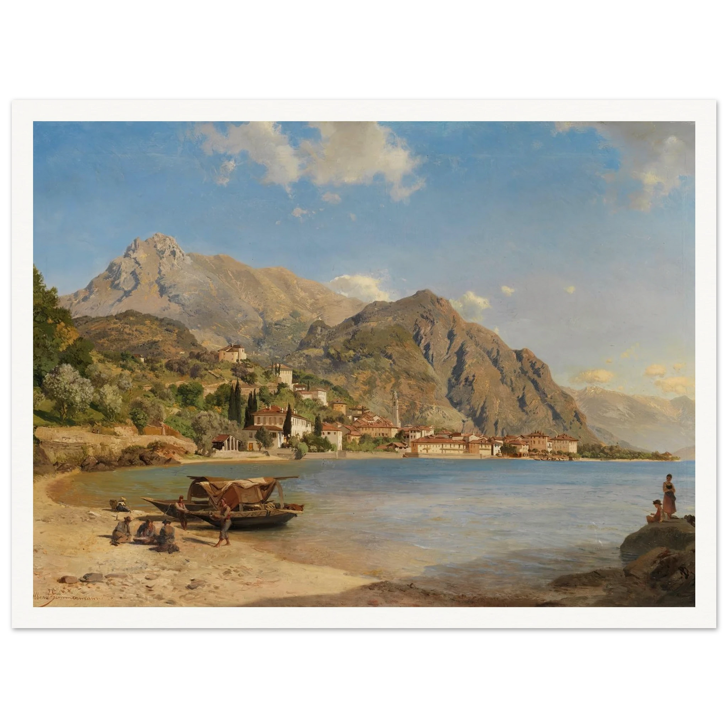 Am Ufer des Comer Sees (Menaggio) (1858) Art Print | Albert Zimmermann - Framed Poster - 30x40 cm / 12x16″ - Black frame