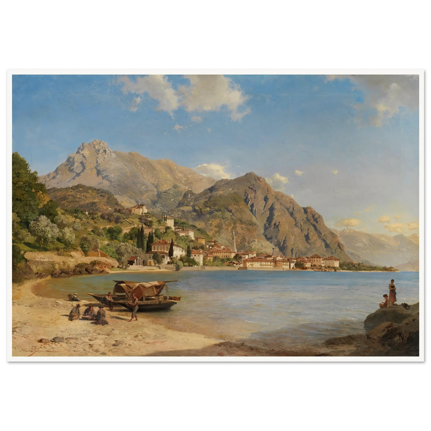 Am Ufer des Comer Sees (Menaggio) (1858) Art Print | Albert Zimmermann - Framed Poster - 30x40 cm / 12x16″ - Black frame