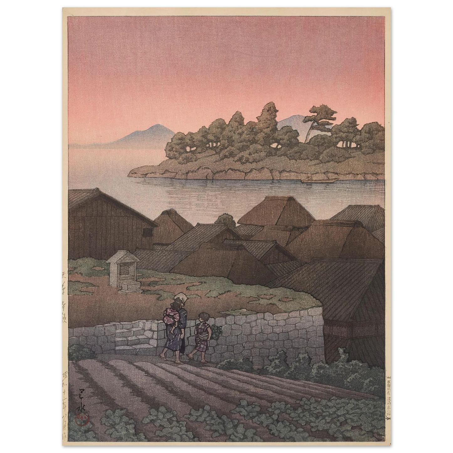 Amakusa Honryo (1937) Art Print | Kawase Hasui - Framed Poster - 30x40 cm / 12x16″ - Black frame