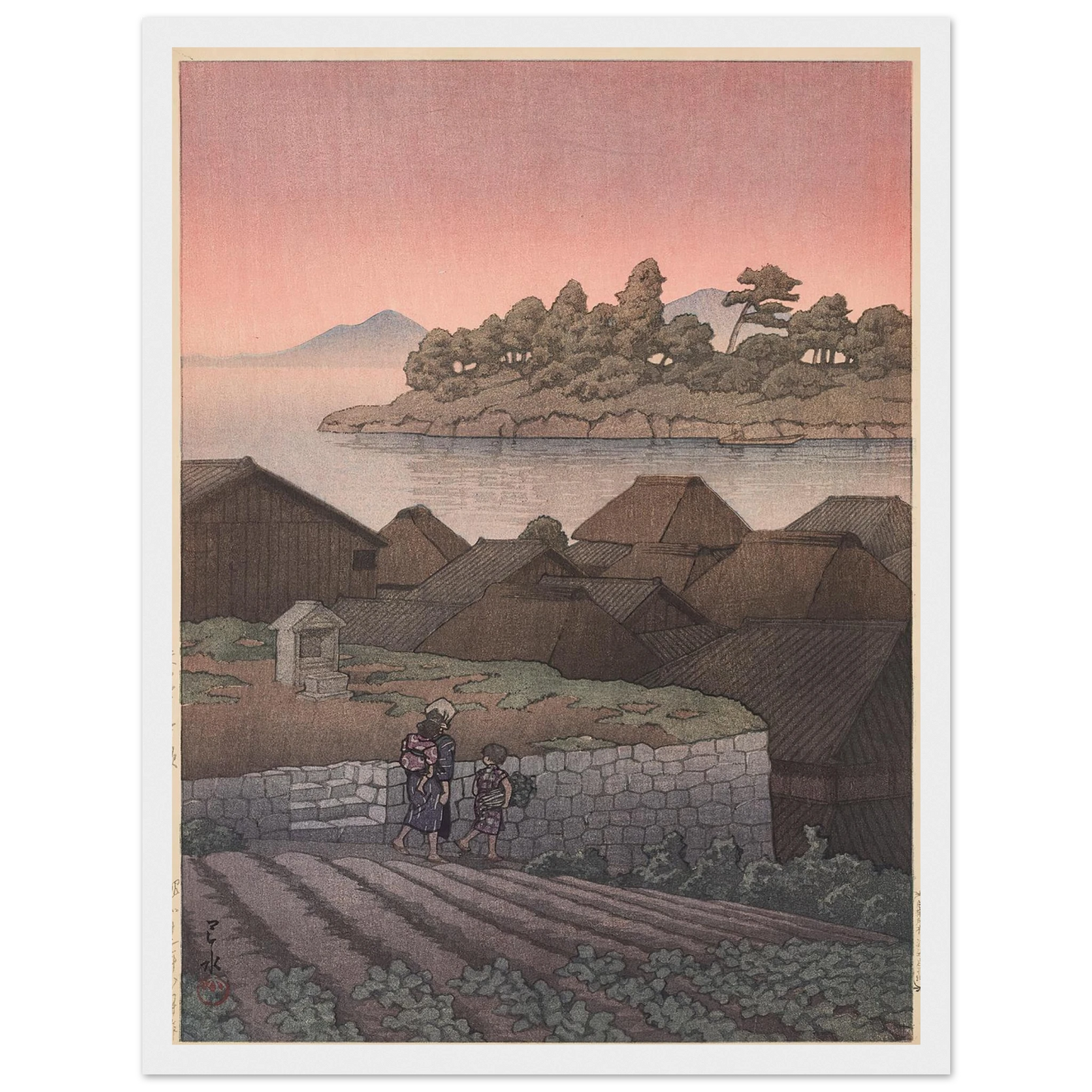Amakusa Honryo (1937) Art Print | Kawase Hasui - Framed Poster - 30x40 cm / 12x16″ - Black frame