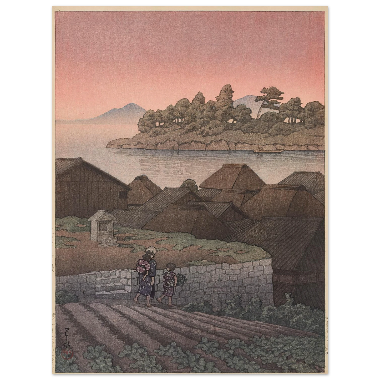 Amakusa Honryo (1937) Art Print | Kawase Hasui - Framed Poster - 30x40 cm / 12x16″ - Black frame