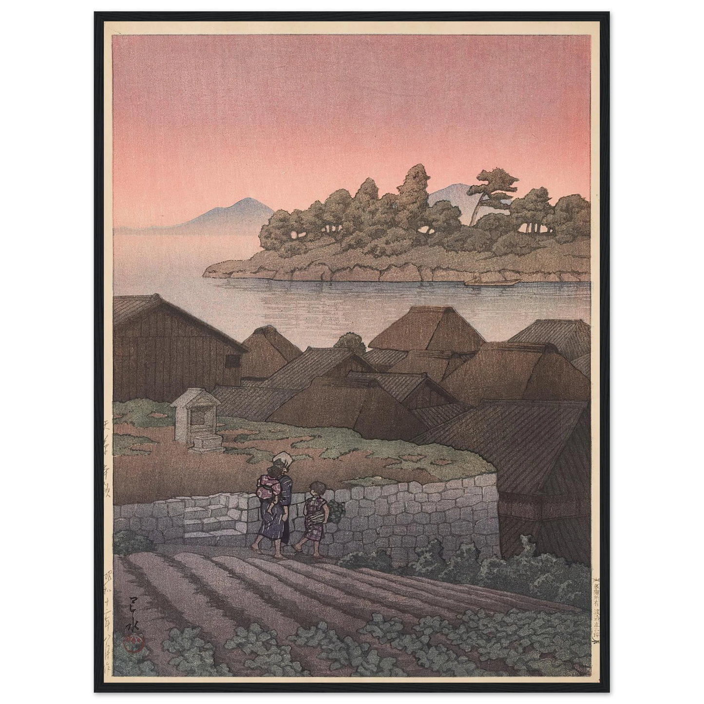 Amakusa Honryo (1937) Art Print | Kawase Hasui - Framed Poster - 30x40 cm / 12x16″ - Black frame
