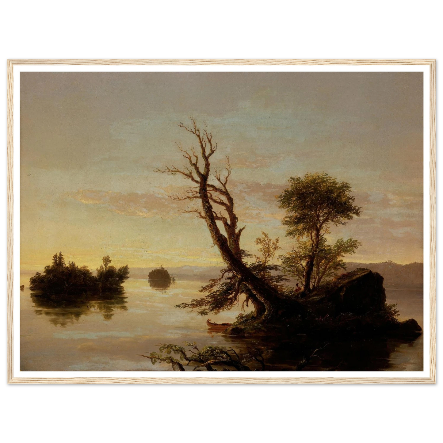 American Lake Scene (1844) Art Print | Thomas Cole - Framed Poster - 30x40 cm / 12x16″ - Black frame