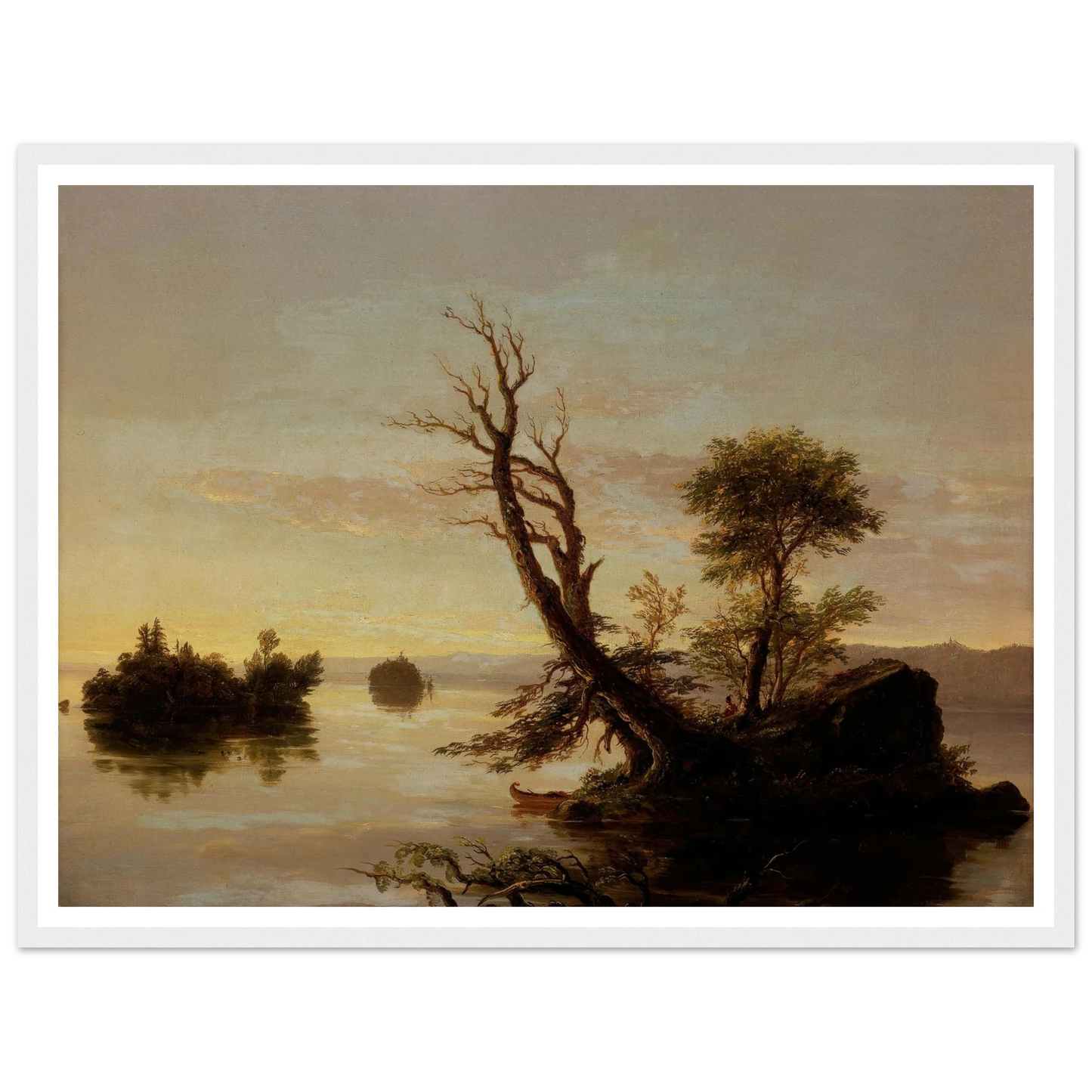 American Lake Scene (1844) Art Print | Thomas Cole - Framed Poster - 30x40 cm / 12x16″ - Black frame