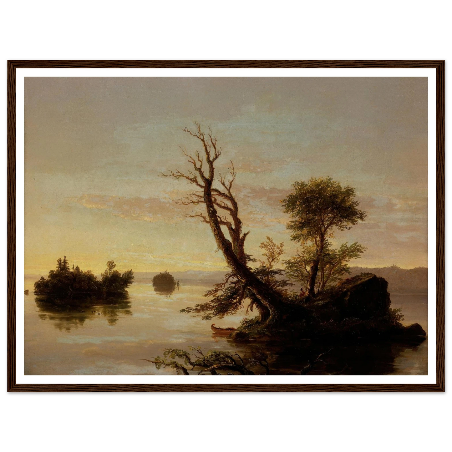 American Lake Scene (1844) Art Print | Thomas Cole - Framed Poster - 30x40 cm / 12x16″ - Black frame