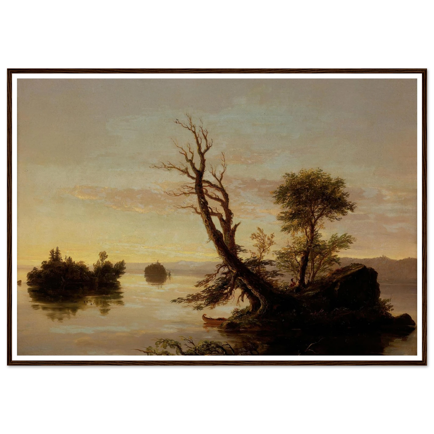 American Lake Scene (1844) Art Print | Thomas Cole - Framed Poster - 30x40 cm / 12x16″ - Black frame