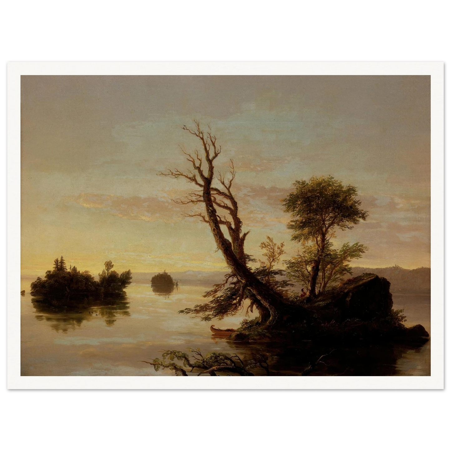 American Lake Scene (1844) Art Print | Thomas Cole - Framed Poster - 30x40 cm / 12x16″ - Black frame