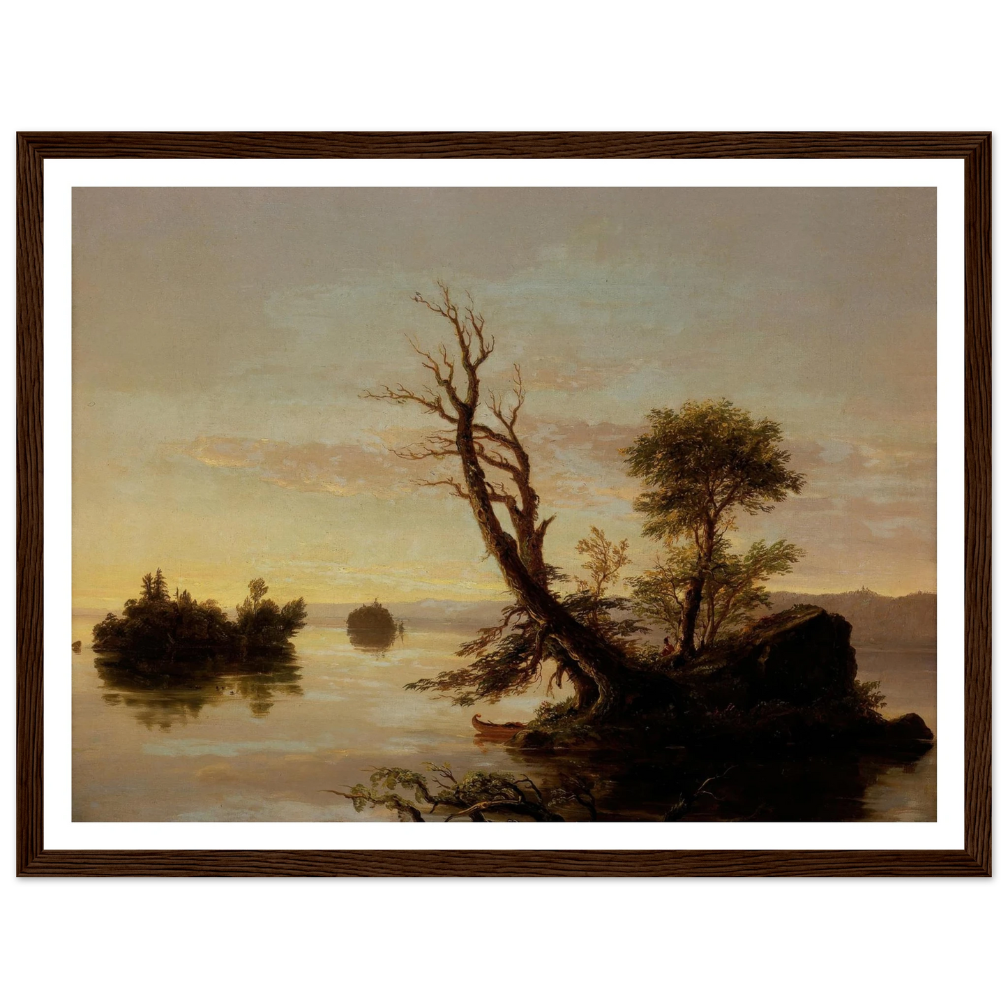 American Lake Scene (1844) Art Print | Thomas Cole - Framed Poster - 30x40 cm / 12x16″ - Black frame
