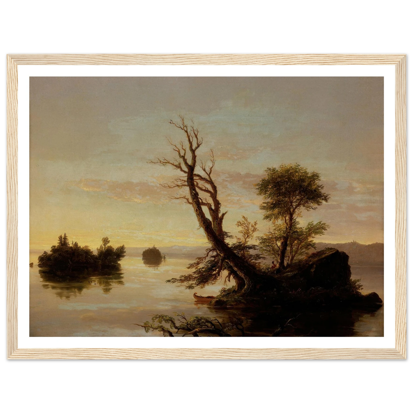 American Lake Scene (1844) Art Print | Thomas Cole - Framed Poster - 30x40 cm / 12x16″ - Black frame