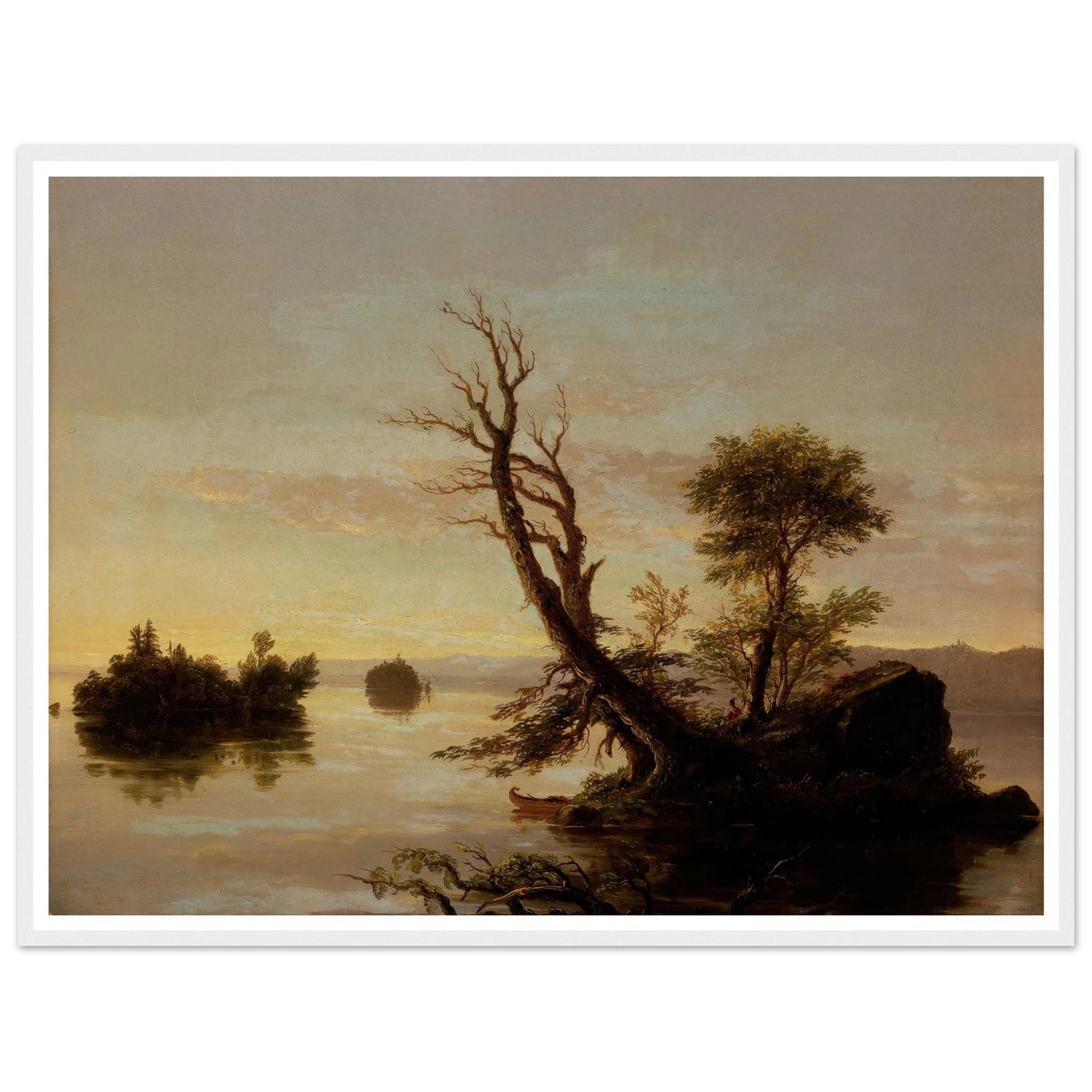 American Lake Scene (1844) Art Print | Thomas Cole - Framed Poster - 30x40 cm / 12x16″ - Black frame
