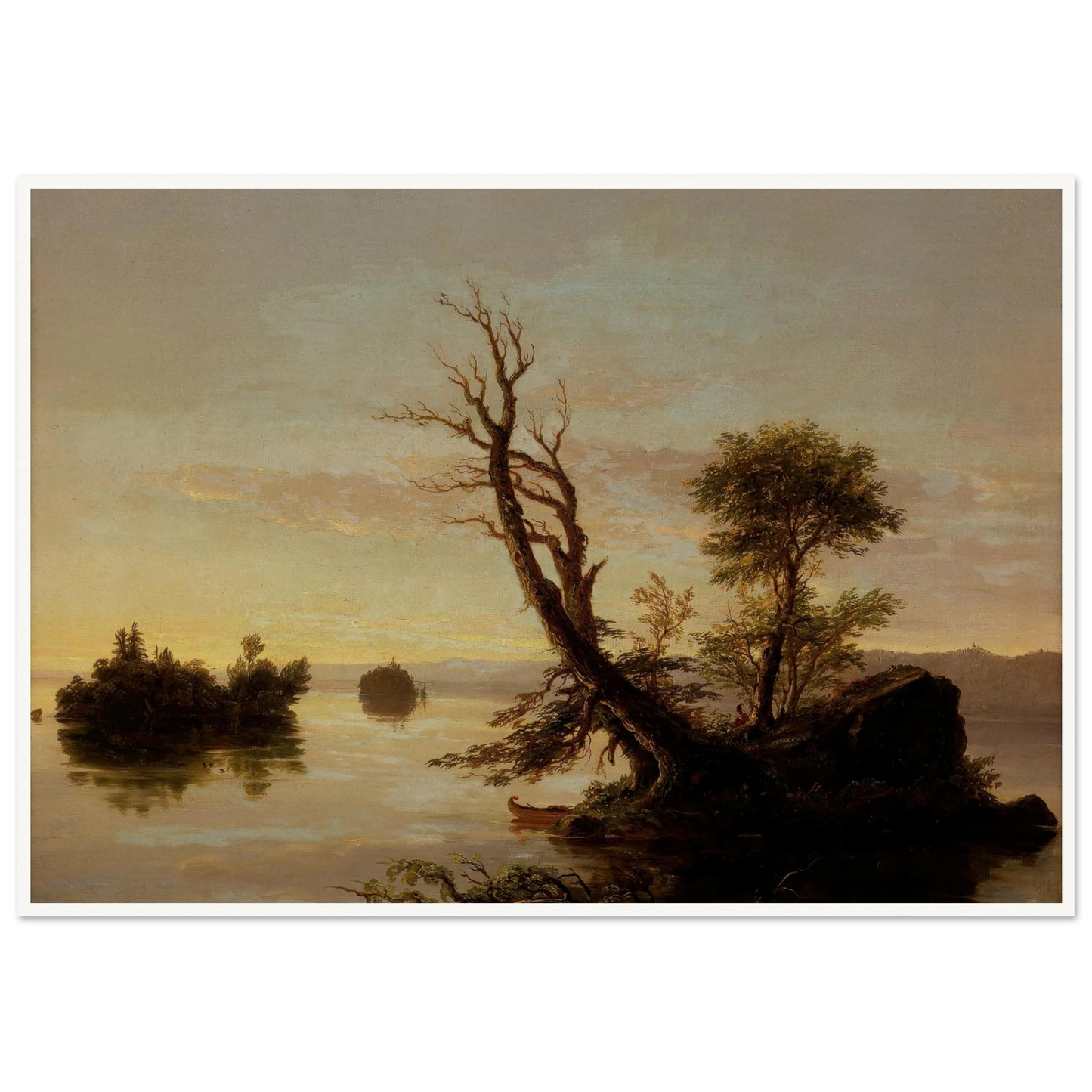 American Lake Scene (1844) Art Print | Thomas Cole - Framed Poster - 30x40 cm / 12x16″ - Black frame