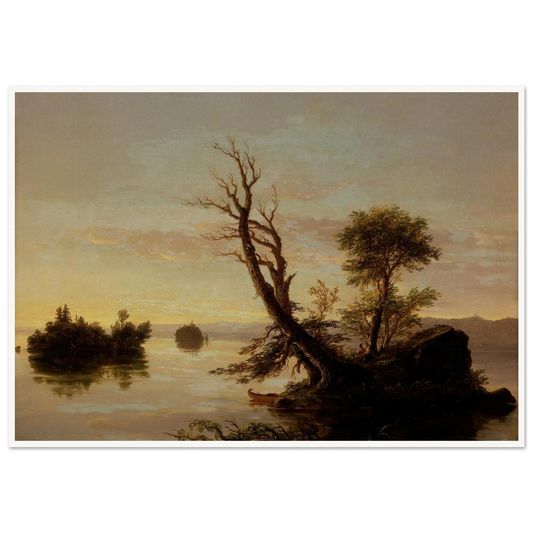 American Lake Scene (1844) Art Print | Thomas Cole - Framed Poster - 30x40 cm / 12x16″ - Black frame
