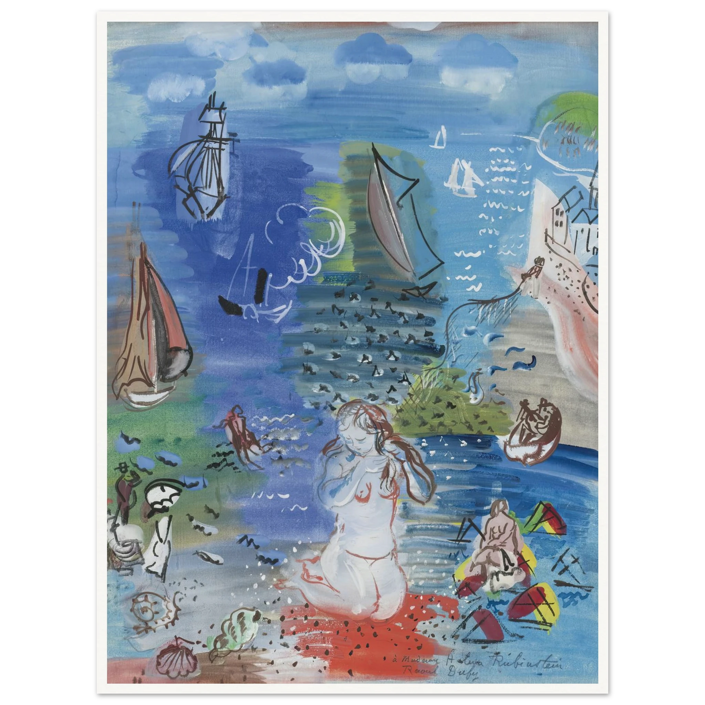 Amphitrite (1939) Art Print | Raoul Dufy - Framed Poster - 30x40 cm / 12x16″ - Black frame