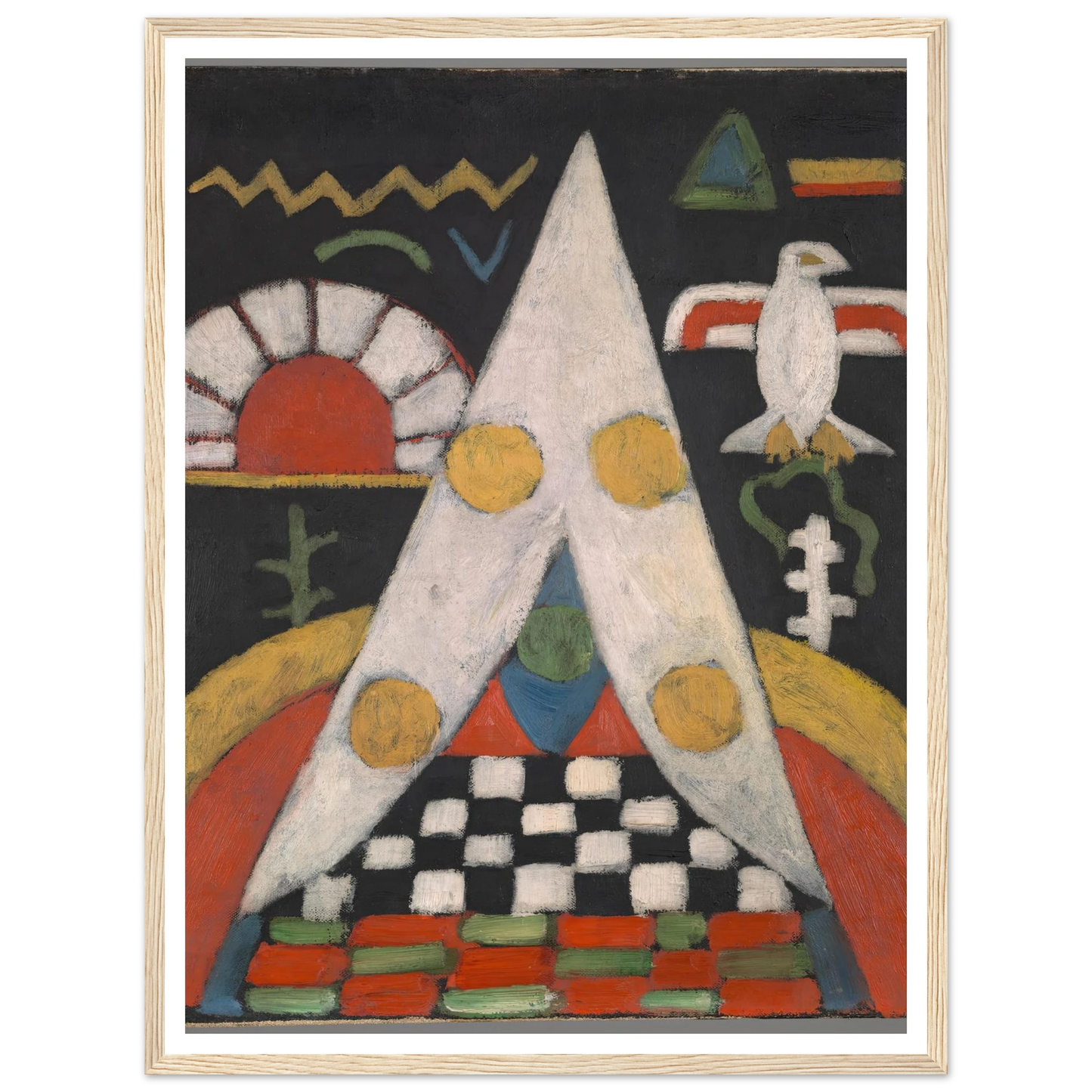 An Abstract Arrangement of American Indian Symbols (1914-1915) Art Print | Marsden Hartley - Framed Poster - 30x40 cm / 12x16″ - Black frame