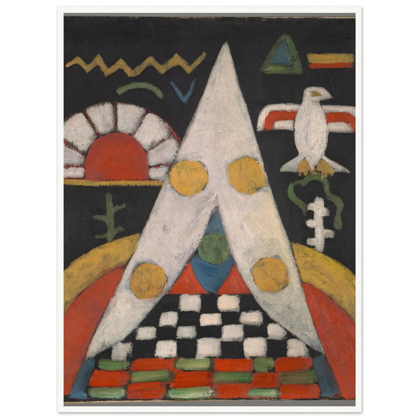 An Abstract Arrangement of American Indian Symbols (1914-1915) Art Print | Marsden Hartley - Framed Poster - 30x40 cm / 12x16″ - Black frame