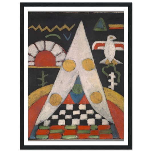 An Abstract Arrangement of American Indian Symbols (1914-1915) Art Print | Marsden Hartley - Framed Poster - 30x40 cm / 12x16″ - Black frame