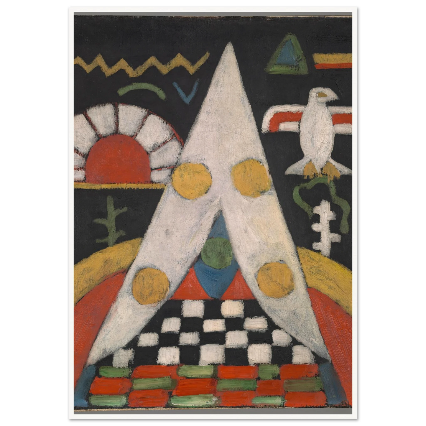 An Abstract Arrangement of American Indian Symbols (1914-1915) Art Print | Marsden Hartley - Framed Poster - 30x40 cm / 12x16″ - Black frame