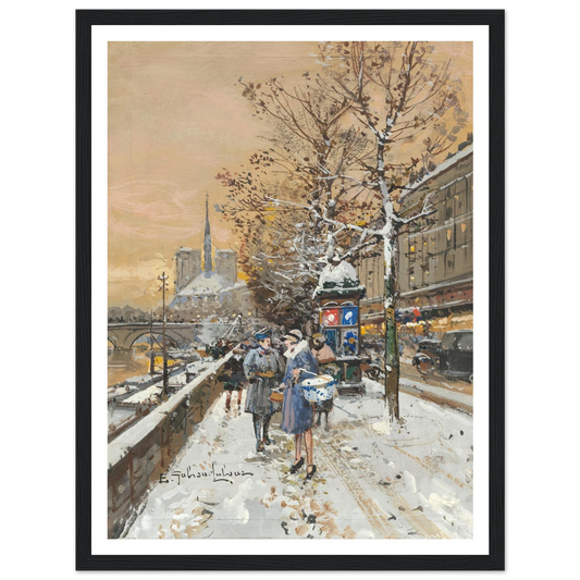 An assignation along the Seine Art Print | Eugene Galien Laloue - Framed Poster - 30x40 cm / 12x16″ - Black frame