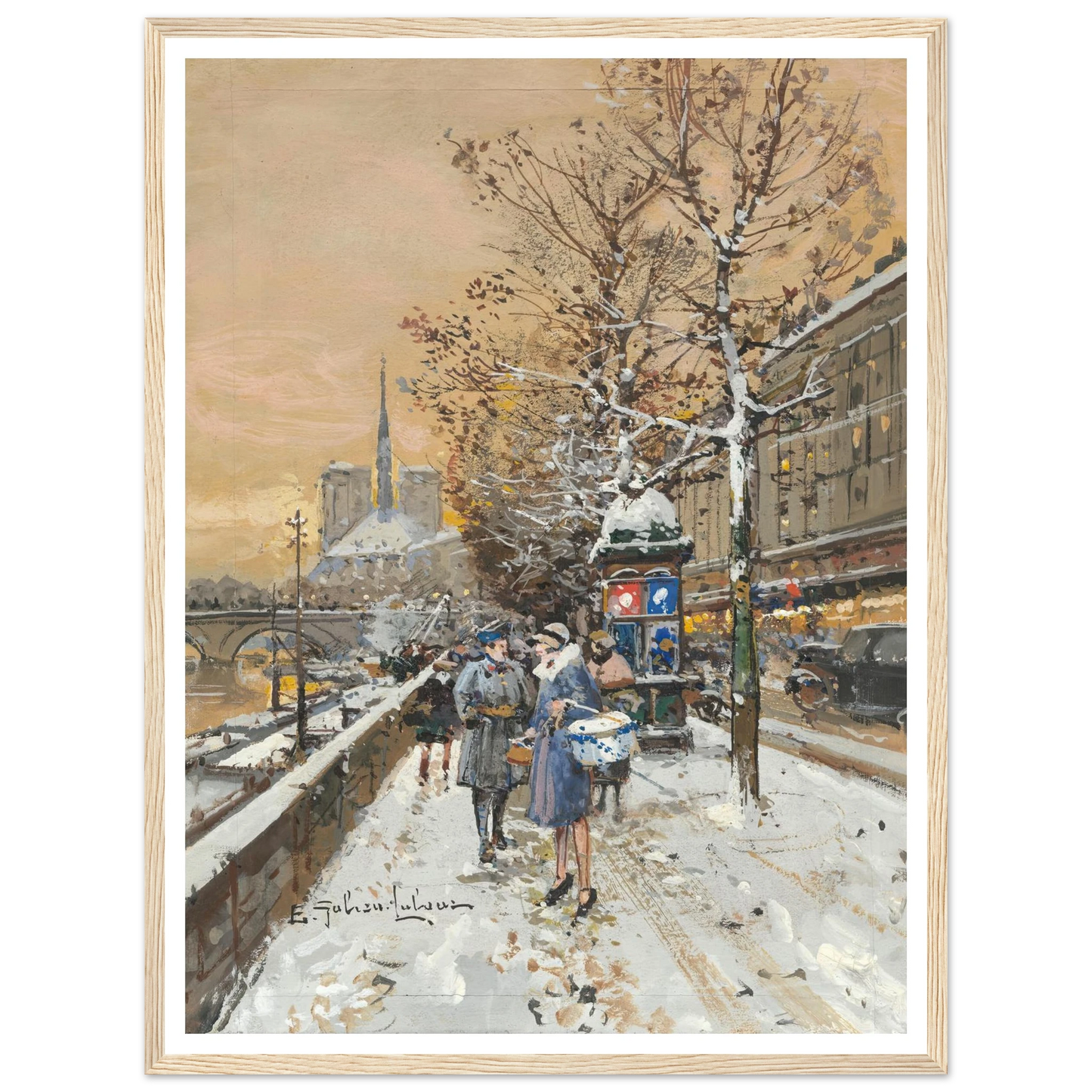 An assignation along the Seine Art Print | Eugene Galien Laloue - Framed Poster - 30x40 cm / 12x16″ - Black frame