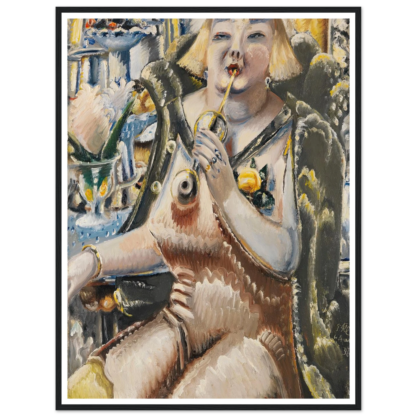 An der Bar (The Star at the Show) (1938) Art Print | Paul Kleinschmidt - Framed Poster - 30x40 cm / 12x16″ - Black frame