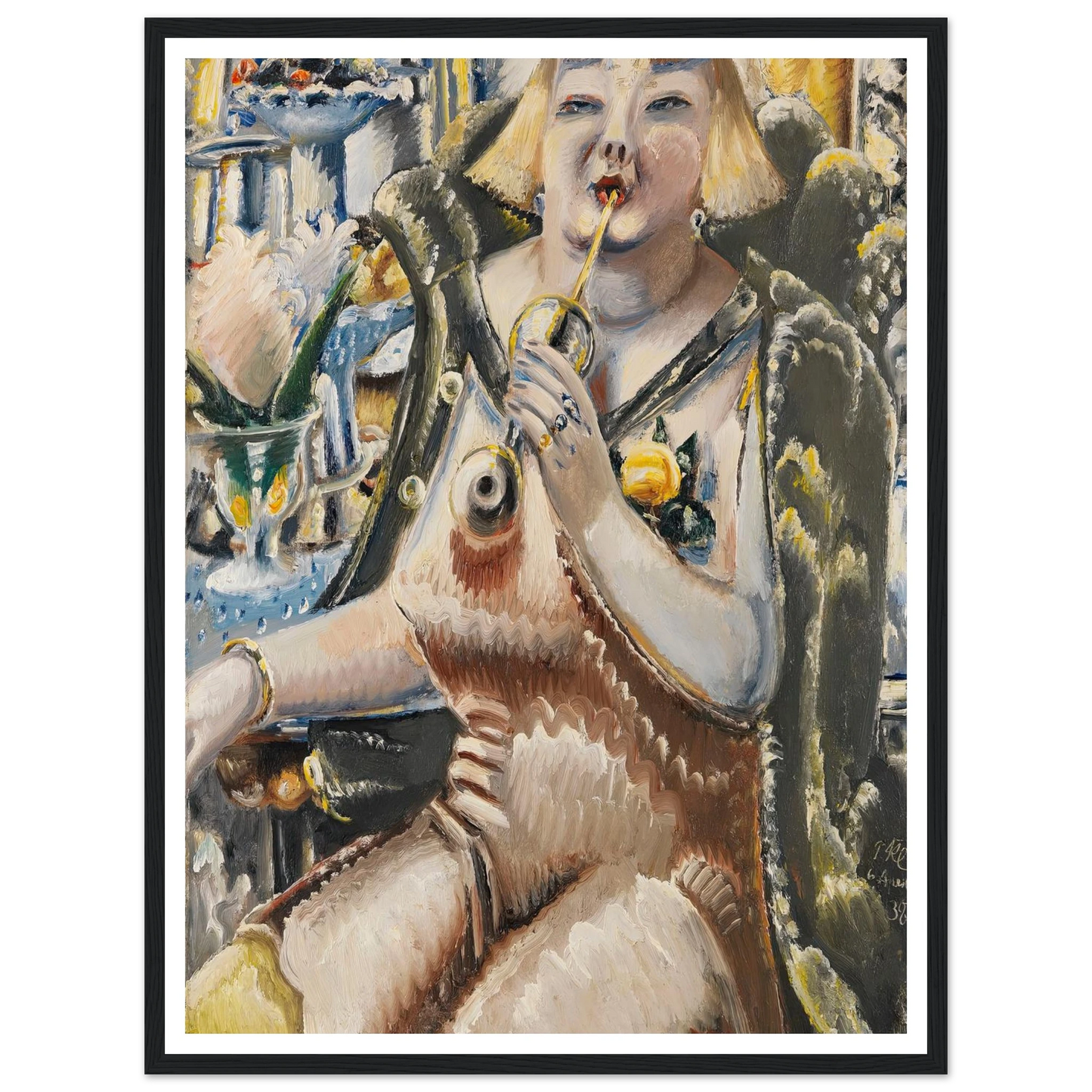 An der Bar (The Star at the Show) (1938) Art Print | Paul Kleinschmidt - Framed Poster - 30x40 cm / 12x16″ - Black frame