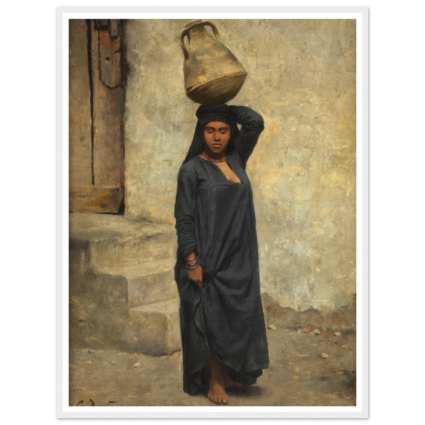 An Egyptian water carrier Art Print | Ludwig Deutsch - Framed Poster - 30x40 cm / 12x16″ - Black frame