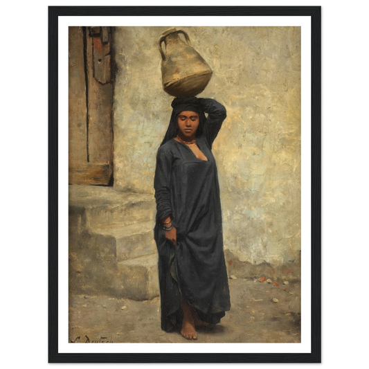 An Egyptian water carrier Art Print | Ludwig Deutsch - Framed Poster - 30x40 cm / 12x16″ - Black frame