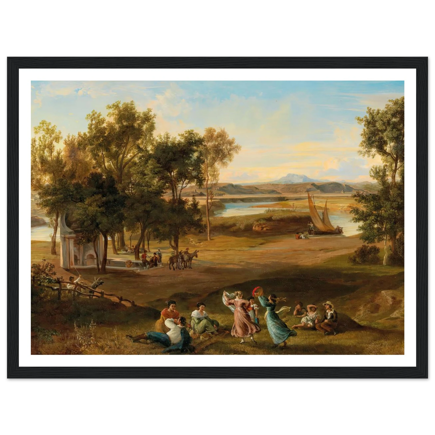 An idyllic southern landscape Art Print | Josef Hoffmann - Framed Poster - 30x40 cm / 12x16″ - Black frame