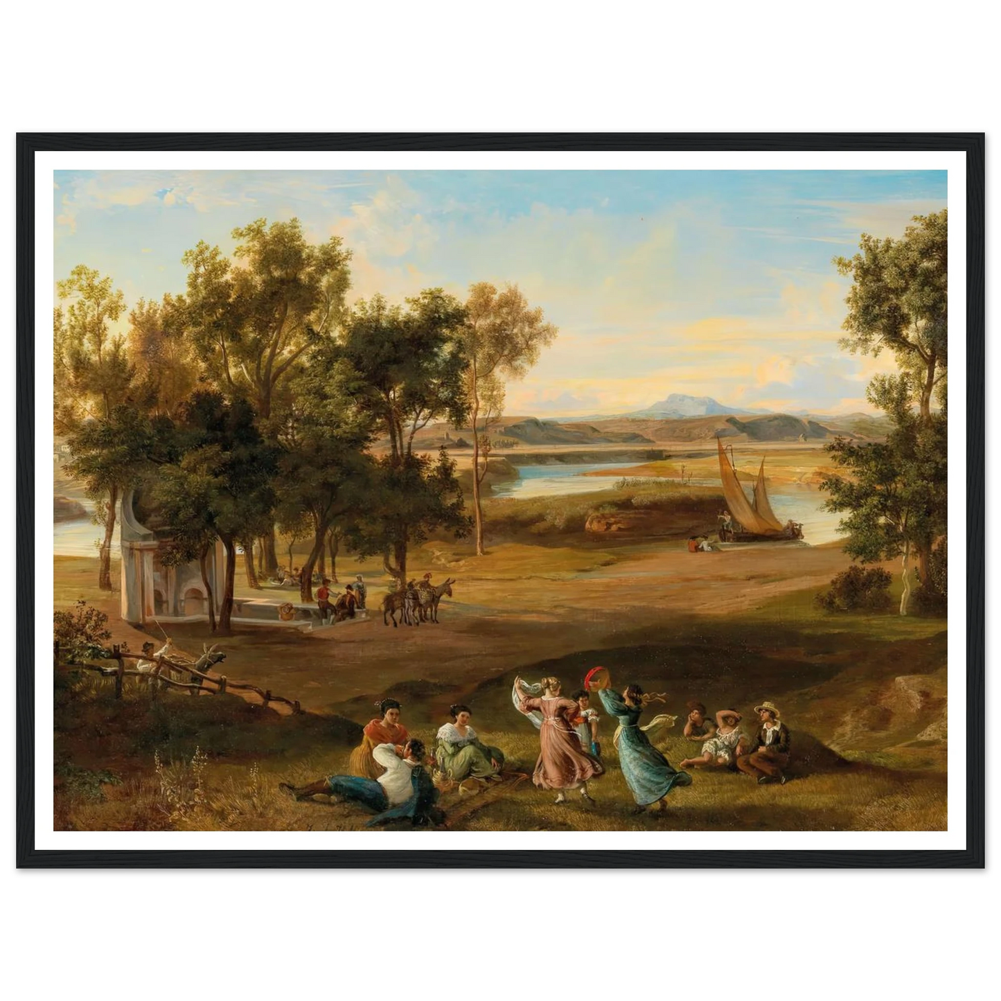 An idyllic southern landscape Art Print | Josef Hoffmann - Framed Poster - 30x40 cm / 12x16″ - Black frame