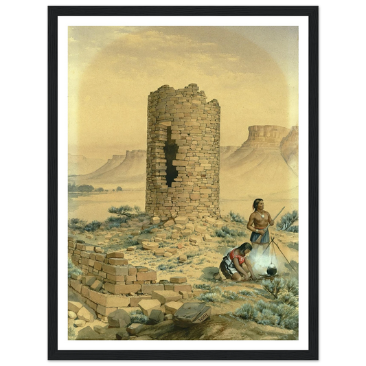 Ancient Stone Round Tower (1875) Art Print | William Henry Holmes - Framed Poster - 30x40 cm / 12x16″ - Black frame