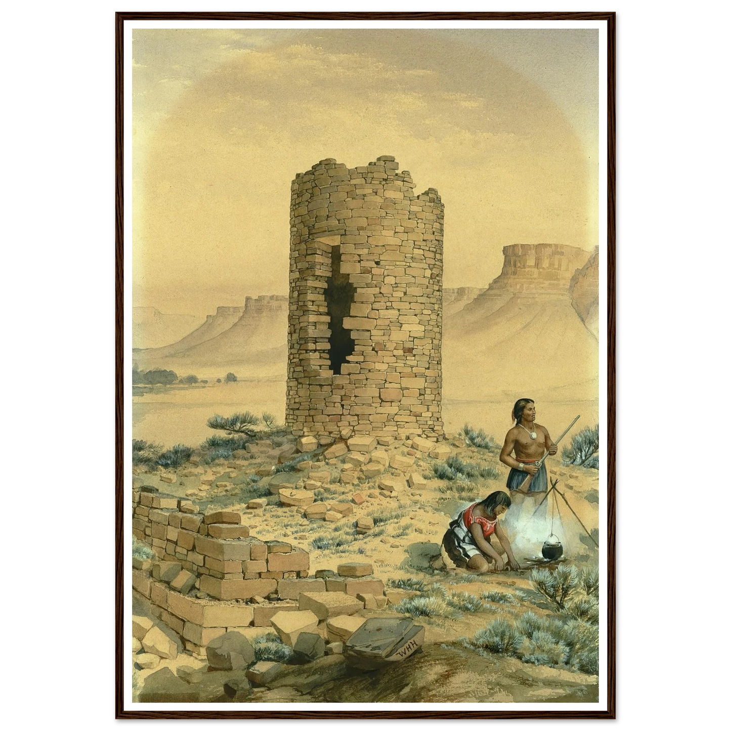 Ancient Stone Round Tower (1875) Art Print | William Henry Holmes - Framed Poster - 30x40 cm / 12x16″ - Black frame
