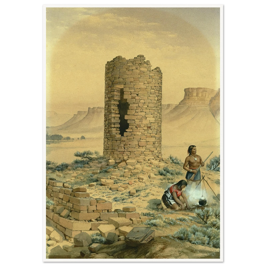 Ancient Stone Round Tower (1875) Art Print | William Henry Holmes - Framed Poster - 30x40 cm / 12x16″ - Black frame