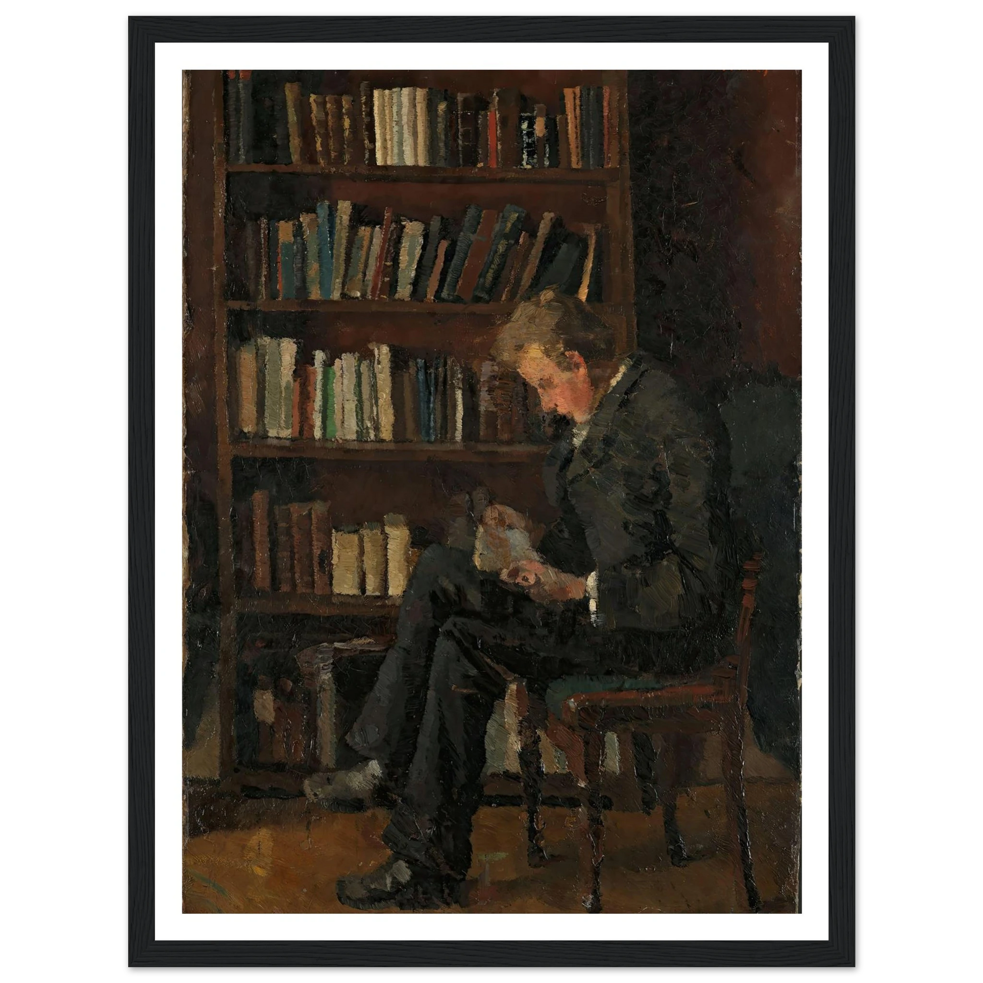 Andreas Reading (1882–1883) Art Print | Edvard Munch - Framed Poster - 30x40 cm / 12x16″ - Black frame