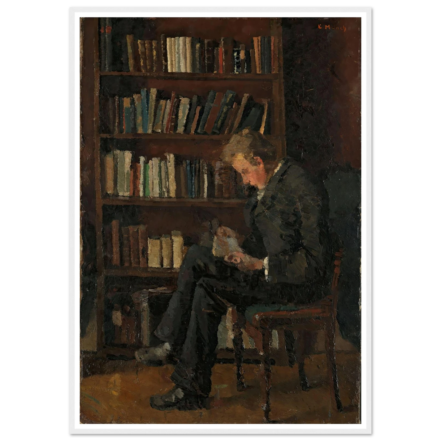 Andreas Reading (1882–1883) Art Print | Edvard Munch - Framed Poster - 30x40 cm / 12x16″ - Black frame