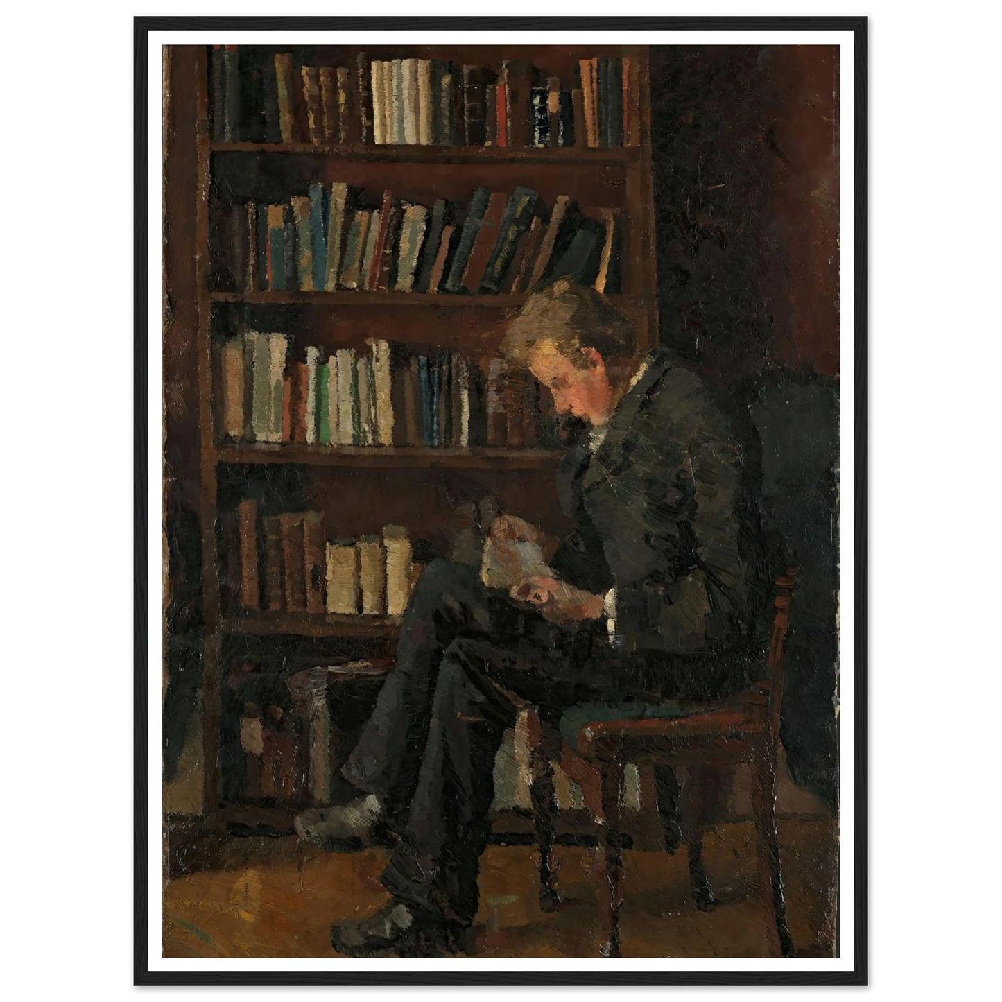 Andreas Reading (1882–1883) Art Print | Edvard Munch - Framed Poster - 30x40 cm / 12x16″ - Black frame