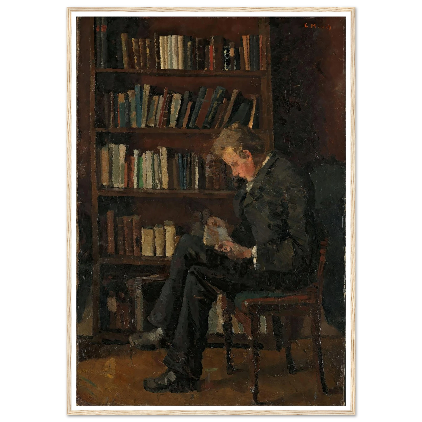 Andreas Reading (1882–1883) Art Print | Edvard Munch - Framed Poster - 30x40 cm / 12x16″ - Black frame