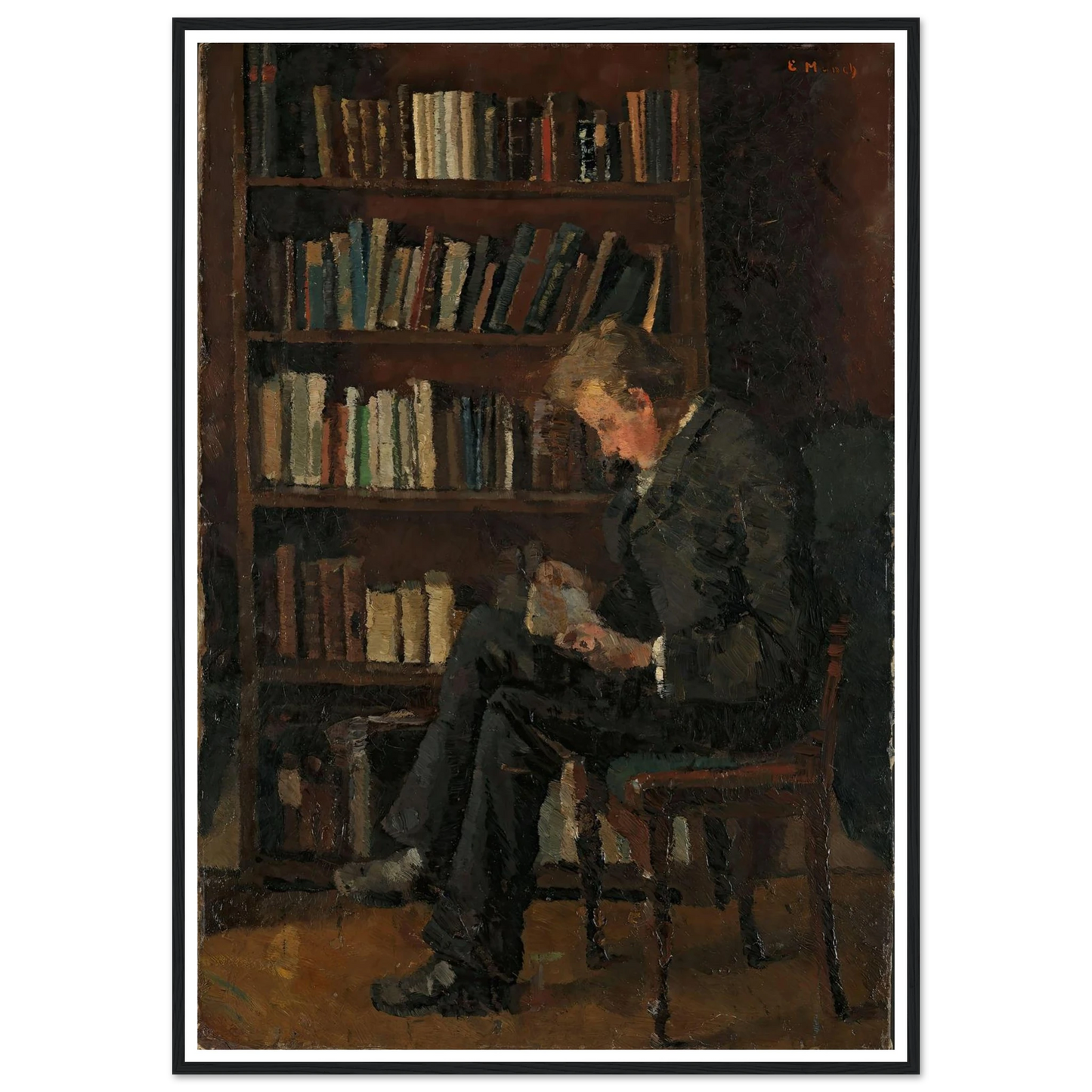 Andreas Reading (1882–1883) Art Print | Edvard Munch - Framed Poster - 30x40 cm / 12x16″ - Black frame