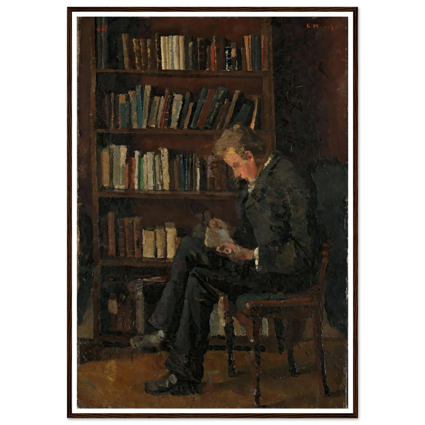 Andreas Reading (1882–1883) Art Print | Edvard Munch - Framed Poster - 30x40 cm / 12x16″ - Black frame
