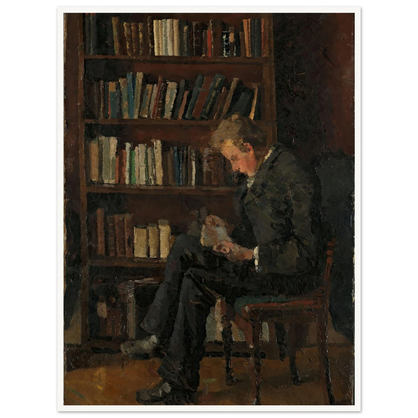 Andreas Reading (1882–1883) Art Print | Edvard Munch - Framed Poster - 30x40 cm / 12x16″ - Black frame