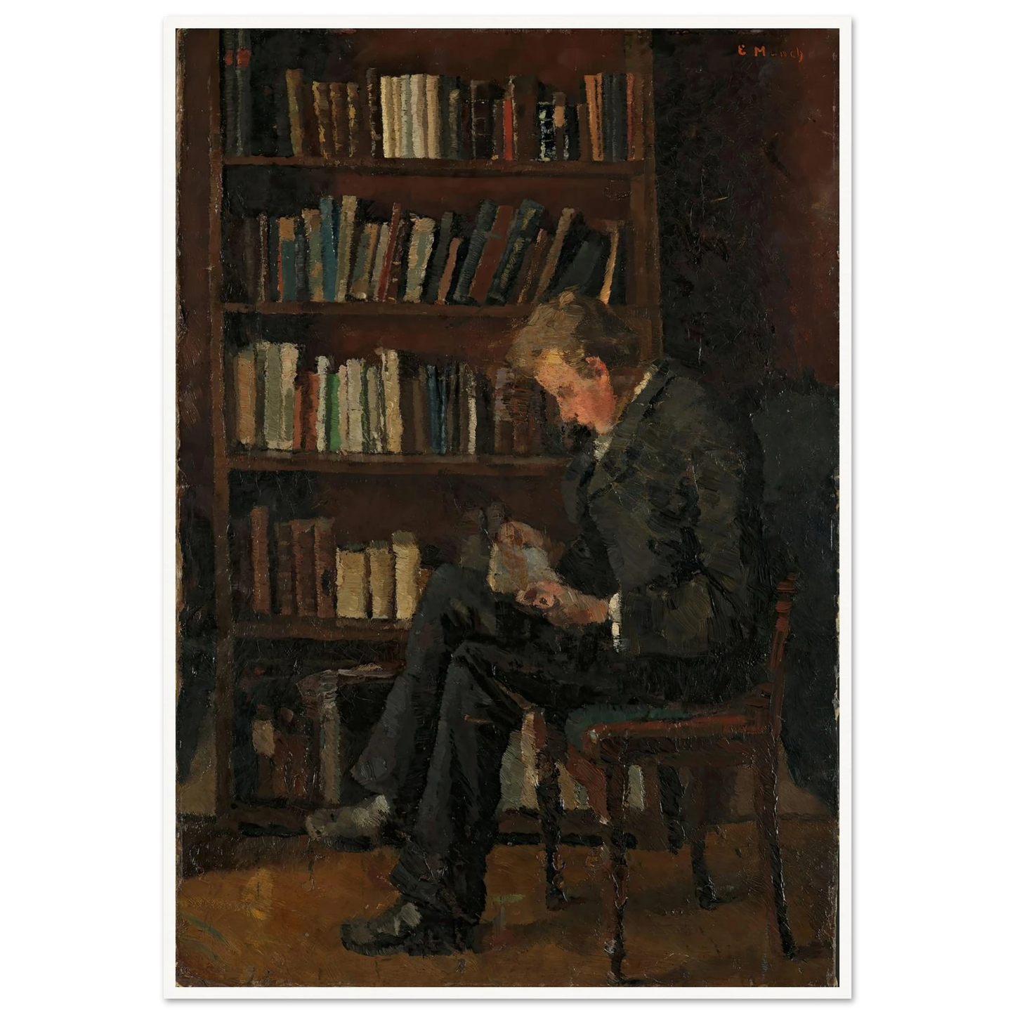 Andreas Reading (1882–1883) Art Print | Edvard Munch - Framed Poster - 30x40 cm / 12x16″ - Black frame