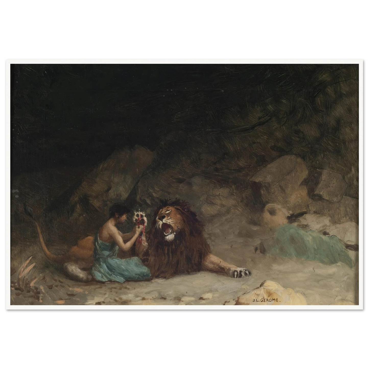 Androcles (circa 1902) Art Print | Jean Leon Gerome - Framed Poster - 30x40 cm / 12x16″ - Black frame