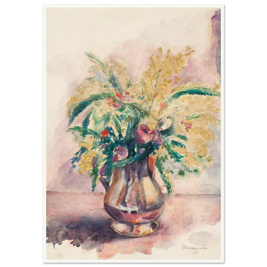 Anémones et mimosas (1943) Art Print | Henri Manguin - Framed Poster - 30x40 cm / 12x16″ - Black frame