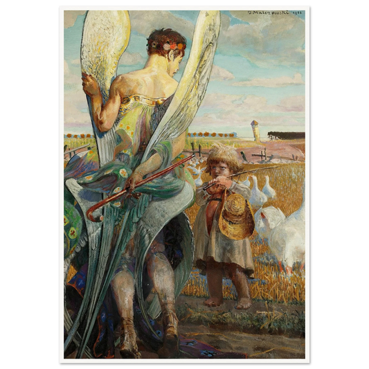 Angel, I shall follow thee (1901) Art Print | Jacek Malczewski - Framed Poster - 30x40 cm / 12x16″ - Black frame