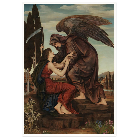 Angel of death (1881) Art Print | Evelyn de Morgan - Framed Poster - 30x40 cm / 12x16″ - Black frame