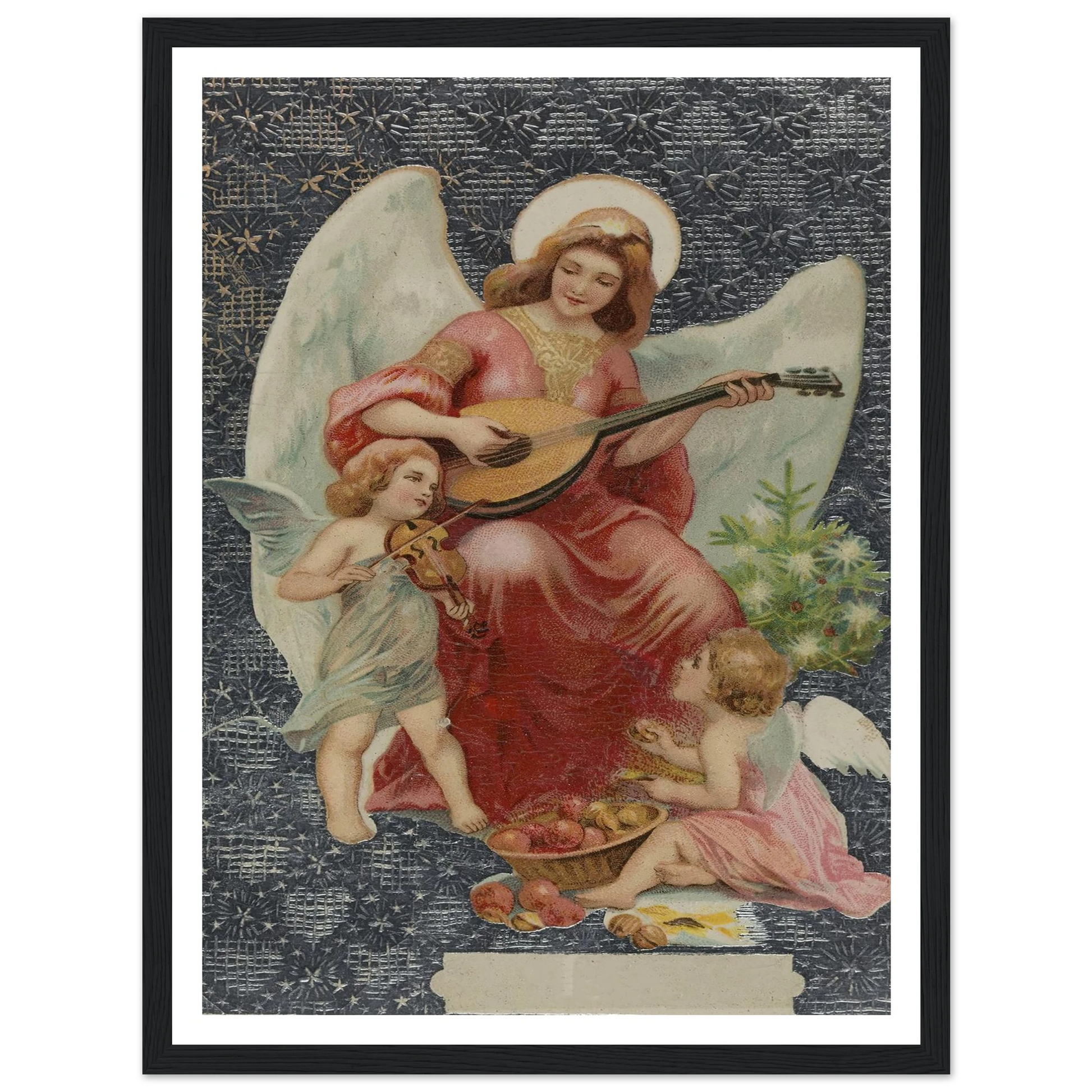 Angel Playing Mandolin - Framed Poster - 30x40 cm / 12x16″ - Black frame