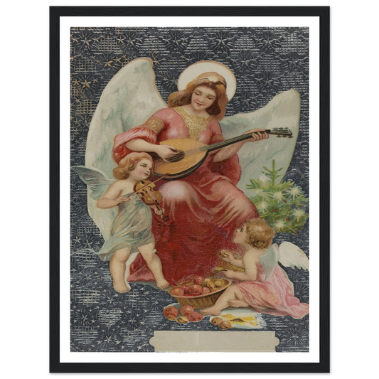 Angel Playing Mandolin - Framed Poster - 30x40 cm / 12x16″ - Black frame