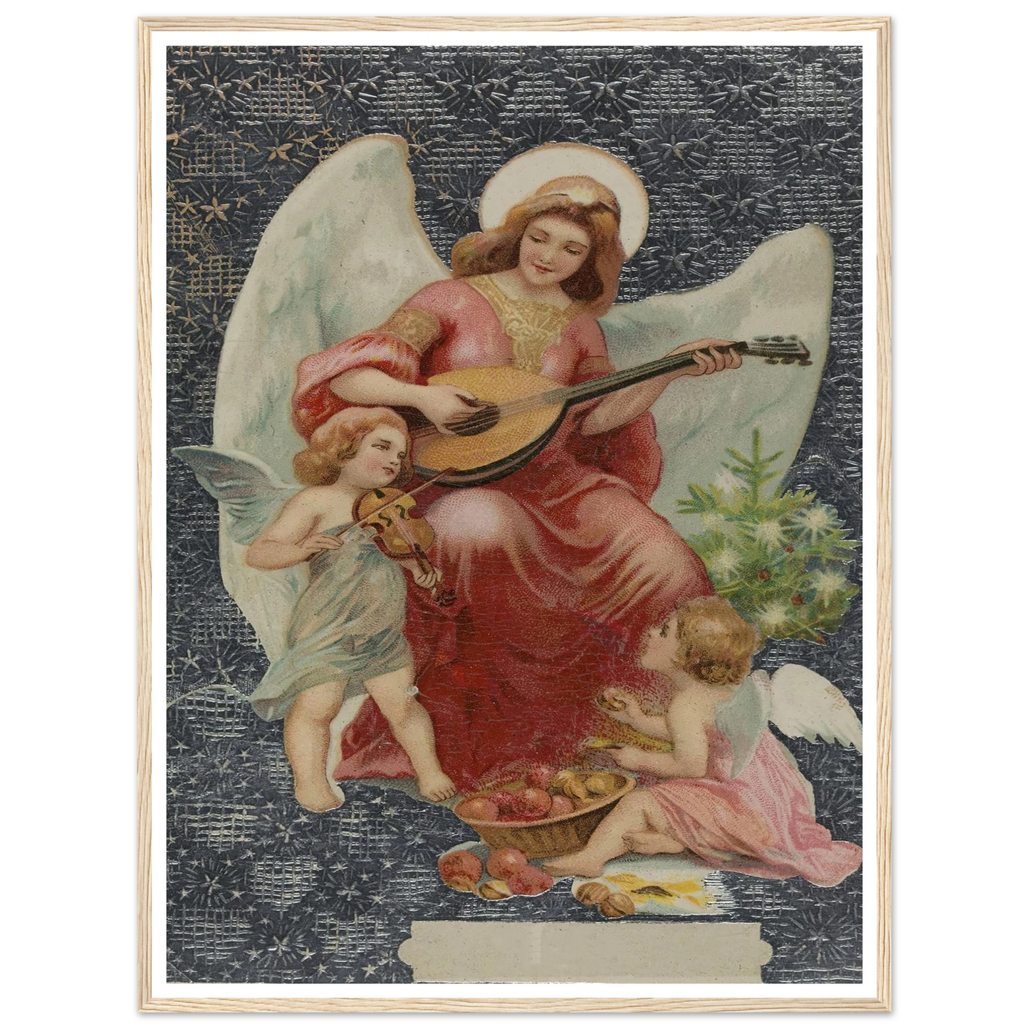 Angel Playing Mandolin - Framed Poster - 30x40 cm / 12x16″ - Black frame