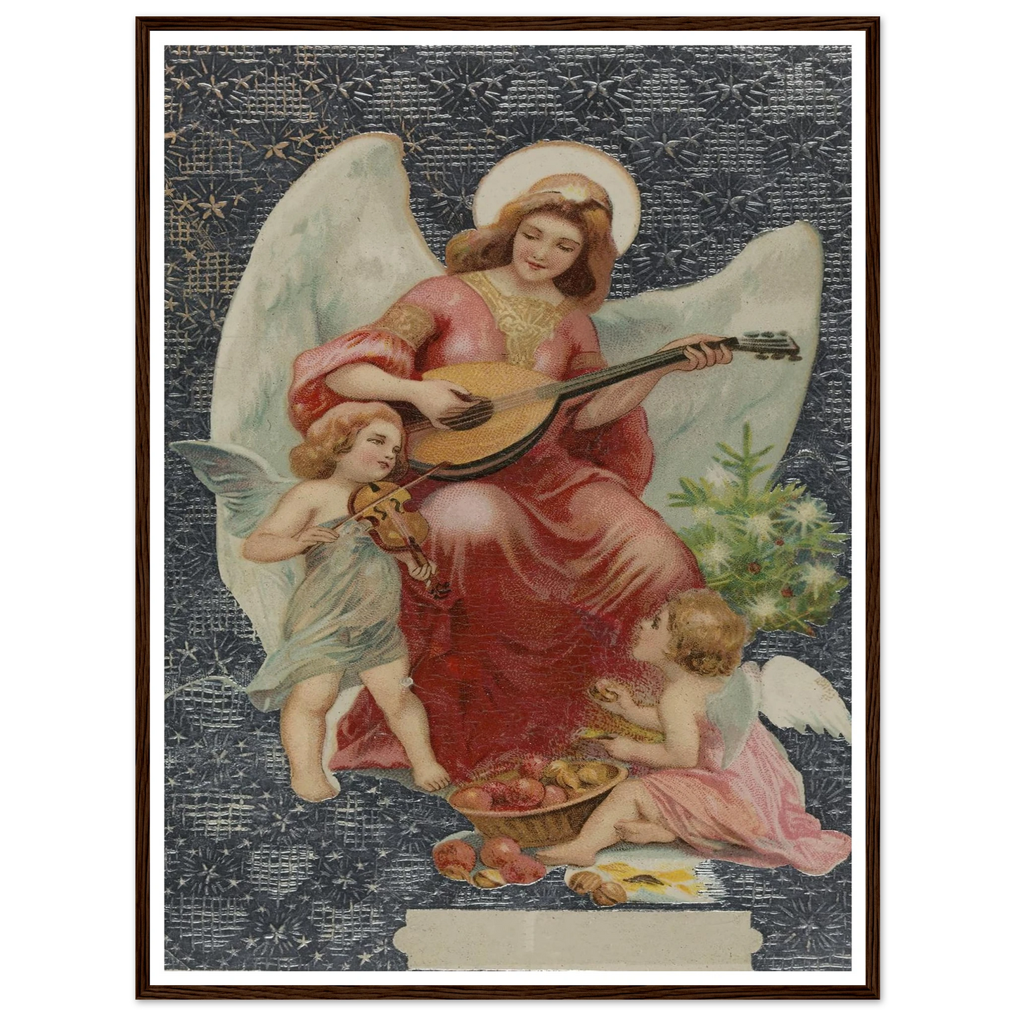 Angel Playing Mandolin - Framed Poster - 30x40 cm / 12x16″ - Black frame